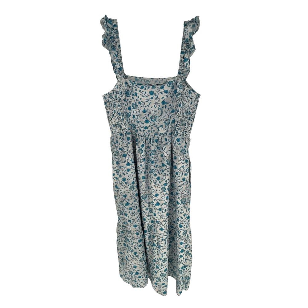 Draper James Floral Sundress Blue White Smocked Ruffle XXL Coastal Cowgirl - Picture 6 of 11